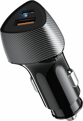 REXANT 16-0241 Автомобильное зарядное устройство c двумя портами (USB-A QC 3.0 + USB-C PD) cо световой индикацией, 20Вт, черное REXANT