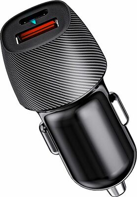 REXANT 16-0242 Автомобильное зарядное устройство с двумя портами (USB-A QC 3.0 + USB-C PD) со световой индикацией, 38Вт, черное REXANT