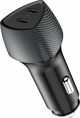 REXANT 16-0244 Автомобильное зарядное устройство с двумя портами (USB-C PD + USB-C PD) со световой индикацией, 40Вт, черное REXANT