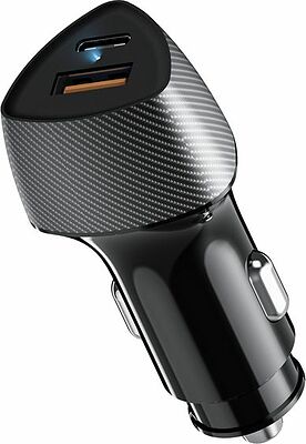 REXANT 16-0246 Автомобильное зарядное устройство с двумя портами (USB-A QC 3.0 + USB-C PD) со световой индикацией, 51Вт, черное REXANT