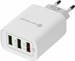 REXANT 16-0277 Сетевое зарядное устройство 3 x USB, 5V, 3 А + 1 А + 1 А, белое REXANT