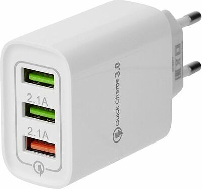 REXANT 16-0277 Сетевое зарядное устройство 3 x USB, 5V, 3 А + 1 А + 1 А, белое REXANT