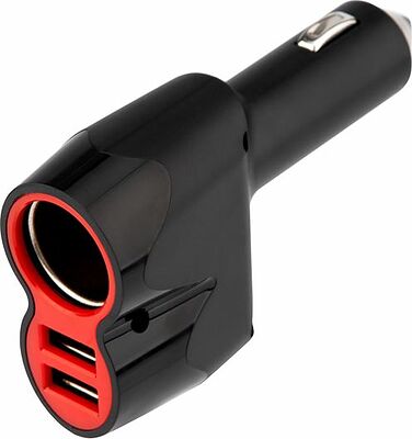 REXANT 16-0299 Автозарядка в прикуриватель REXANT АЗУ 2хUSB+гнездо, 12-24V, 5V,1 000mA