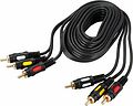 REXANT 17-0214 Шнур 3 RCA - 3 RCA, 3м, черный, Gold REXANT