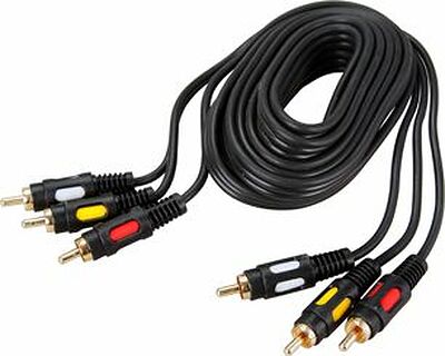 REXANT 17-0214 Шнур 3 RCA - 3 RCA, 3м, черный, Gold REXANT