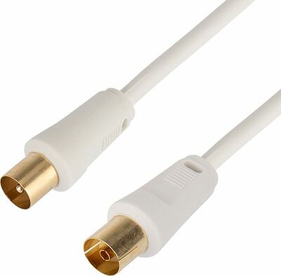 REXANT 18-0004 Шнур ТВ гнездо - ТВ штекер, 3м, белый REXANT