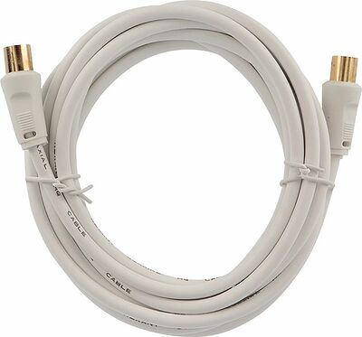 REXANT 18-0004 Шнур ТВ гнездо - ТВ штекер, 3м, белый REXANT