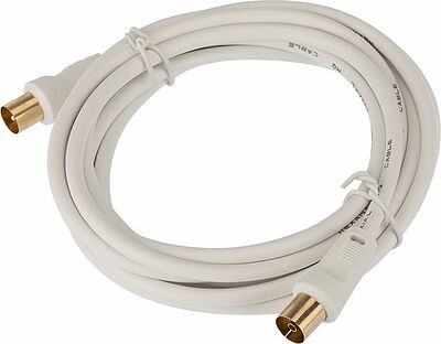 REXANT 18-0004 Шнур ТВ гнездо - ТВ штекер, 3м, белый REXANT