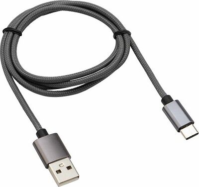 REXANT 18-1896 Кабель USB-A – Type-C, 3A, 1м, в темно-серой нейлоновой оплетке REXANT