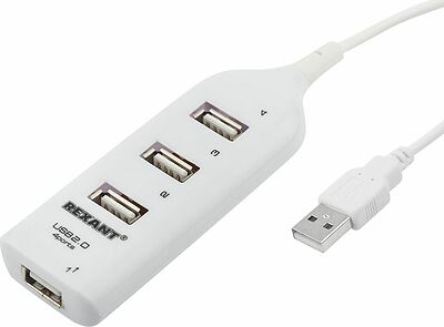 REXANT 18-4105-1 Разветвитель USB 2.0 на 4 порта белый REXANT