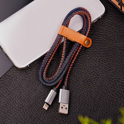 REXANT 18-4248 Кабель USB-A – Lightning, 2,4A, 1м, в нейлоновой оплетке (джинсовая ткань) REXANT