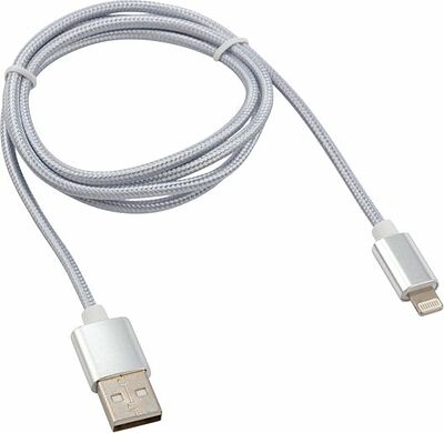 REXANT 18-7051 Кабель USB-A – Lightning, 2,4А, 1м, в серебристой нейлоновой оплетке REXANT