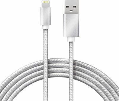 REXANT 18-7051 Кабель USB-A – Lightning, 2,4А, 1м, в серебристой нейлоновой оплетке REXANT