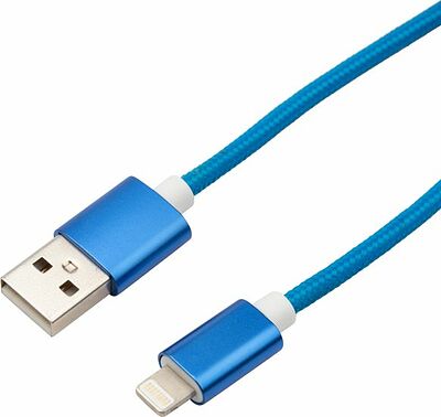REXANT 18-7052 Кабель USB-A – Lightning, 2,4A 1м, в синей нейлоновой оплетке REXANT