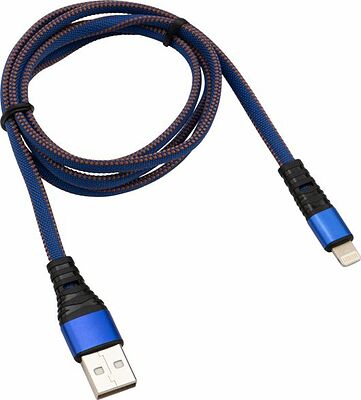 REXANT 18-7053 Кабель USB-A – Lightning, 2,4A, 1м, в синей нейлоновой оплетке, плоский REXANT