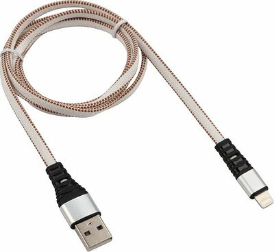 REXANT 18-7056 Кабель USB-A – Lightning, 2,4A, 1м, в белой нейлоновой оплетке, плоский REXANT