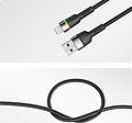REXANT 18-7059 Кабель USB-A – Lightning, 2,4А, 1м, в черной нейлоновой оплетке, с LED-подсветкой REXANT
