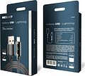 REXANT 18-7062 Кабель USB-A – Lightning, 2,4А, 1м, в черной нейлоновой оплетке, c LED-дисплеем REXANT
