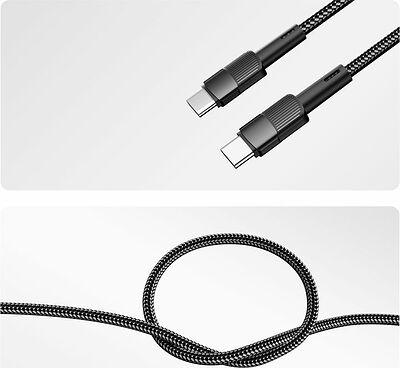 REXANT 18-7072 Кабель Type-C – Type-C, 5A, 100Вт, 1м, в черной нейлоновой оплетке REXANT