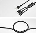 REXANT 18-7075 Кабель USB 3в1 Type-С (6A), Lightning (2,4A), micro USB (3A) 1,2м, в черной оплетке REXANT