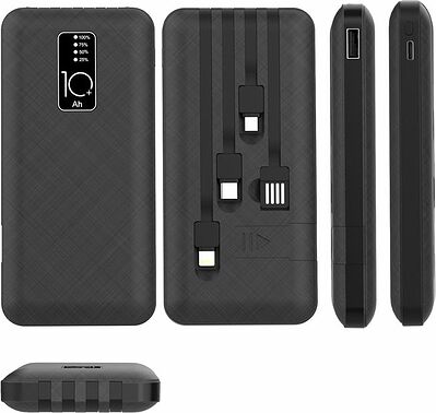 REXANT 30-2038 Портативное зарядное устройство Power Bank (аккумуляторная батарея) 10000 mAh, черное REXANT
