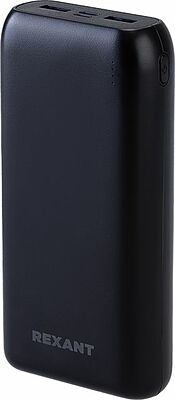 REXANT 30-2052 Портативное зарядное устройство Power Bank (аккумуляторная батарея) 20000 mAh с Quick Charge и Power Delivery, черное REXANT