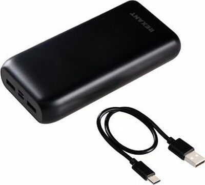 REXANT 30-2052 Портативное зарядное устройство Power Bank (аккумуляторная батарея) 20000 mAh с Quick Charge и Power Delivery, черное REXANT