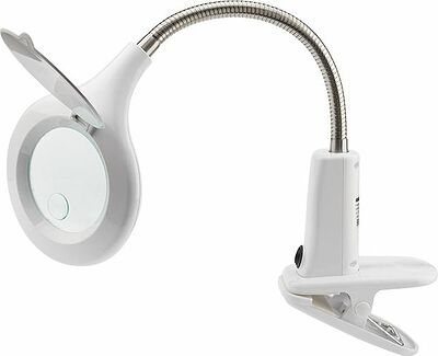 REXANT 31-0244 Лупа настольная 3D+12D с подсветкой 40 LED, прищепка, ø100мм, белая REXANT
