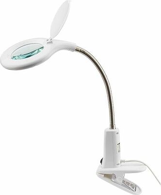 REXANT 31-0244 Лупа настольная 3D+12D с подсветкой 40 LED, прищепка, ø100мм, белая REXANT
