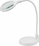 REXANT 31-0247 Лупа настольная 3D с подсветкой 30 SMD LED, подставка+прищепка, ø95мм, белая REXANT