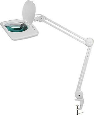 REXANT 31-0513 Лупа на струбцине квадратная 5D с подсветкой 60 SMD LED, сенсорный регулятор яркости, 190х157мм, белая REXANT