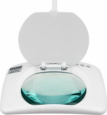 REXANT 31-0513 Лупа на струбцине квадратная 5D с подсветкой 60 SMD LED, сенсорный регулятор яркости, 190х157мм, белая REXANT