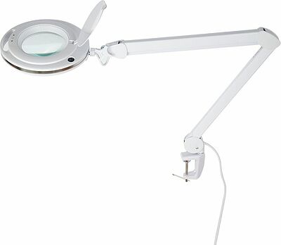 REXANT 31-0531 Лупа на струбцине круглая 3D с подсветкой 60 SMD LED, сенсорный регулятор яркости, ø127мм, белая REXANT