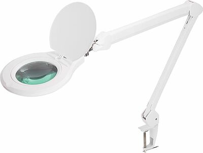 REXANT 31-0532 Лупа на струбцине круглая 5D с подсветкой 72 SMD, сенсорный регулятор яркости, ø152мм, белая REXANT