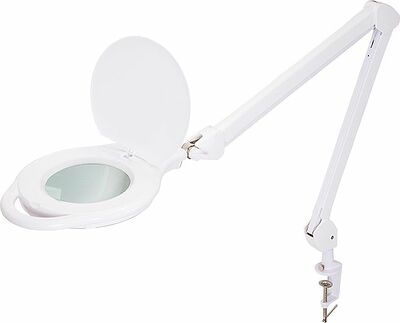 REXANT 31-0535 Лупа на струбцине круглая 5D с подсветкой 96 SMD LED, теплый и холодный свет, ø127мм, белая REXANT