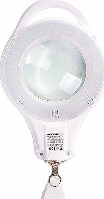 REXANT 31-0535 Лупа на струбцине круглая 5D с подсветкой 96 SMD LED, теплый и холодный свет, ø127мм, белая REXANT