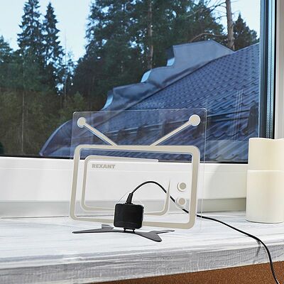 REXANT 34-0719 Антенна комнатная «Активная» с USB питанием, для цифрового телевидения DVB-T2, Ag-719 REXANT