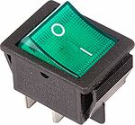 REXANT 36-2332-1 Выключатель клавишный 250В 16А (4с) ON-OFF зеленый с подсветкой (1 шт/уп) REXANT 