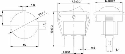 REXANT 36-2530-1 Выключатель клавишный круглый 250В 3А (3с) ON-OFF красный с подсветкой Micro (1 шт/уп) REXANT