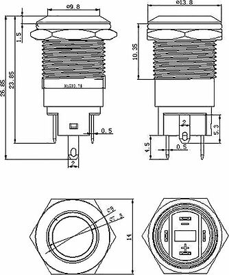 REXANT 36-3152 Кнопка антивандальная Ø12 Фикс (2с) OFF-ON выпуклая (A12-B2) REXANT