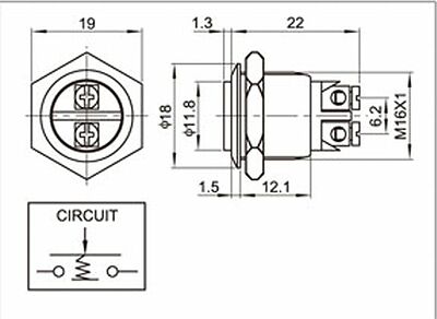 REXANT 36-3231 Кнопка антивандальная Ø16 Б/Фикс (2с винт) OFF-(ON) выпуклая (A16-A3) REXAN