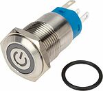 REXANT 36-3243 Кнопка антивандальная Ø16 250В Б/Фикс (5с) OFF-(ON) / ON-(OFF) плоская подсв/красная POWER (A-16-F5) REXANT