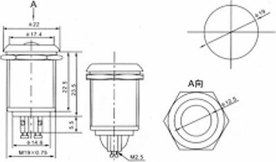 REXANT 36-3412 Кнопка антивандальная Ø19 Б/Фикс (2с) OFF-(ON) выпуклая (PBS-28В-4) REXANT