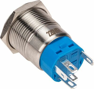 REXANT 36-3440 Кнопка антивандальная Ø19 250В Фикс (5с) ON-OFF/OFF-ON подсв/красная REXANT
