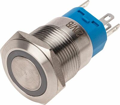 REXANT 36-3441 Кнопка антивандальная Ø19 250В Фикс (5с) OFF-ON/ON-OFF подсв/синяя REXANT