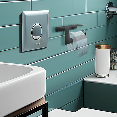 REXANT 38-0635 Держатель для туалетной бумаги с полкой хранения, черный REXANT