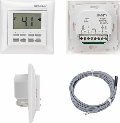 REXANT 51-0568 Терморегулятор цифровой RX-527H программируемый, совместим с Legrand серии Valena, белый REXANT