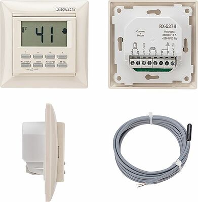 REXANT 51-0569 Терморегулятор цифровой RX-527H программируемый, совместим с Legrand серии Valena, бежевый REXANT