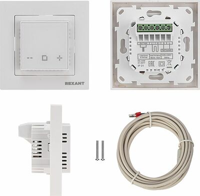 REXANT 51-0577 Терморегулятор цифровой RX-44W сенсорный, программируемый, с Wi-Fi, белый REXANT (совместим с рамкой Schneider, Legrand, ABB, Gira)