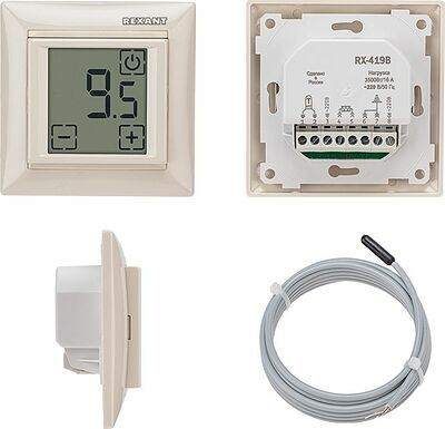 REXANT 51-0585 Терморегулятор цифровой RX-419B сенсорный, совместим с Legrand серии Valena, бежевый REXANT